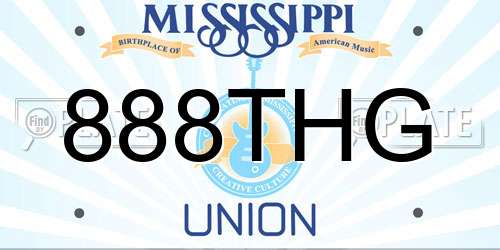 888THG Mississippi License Plate