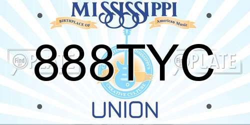 888TYC Mississippi License Plate