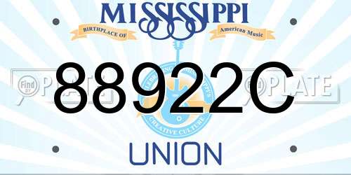 88922C Mississippi License Plate
