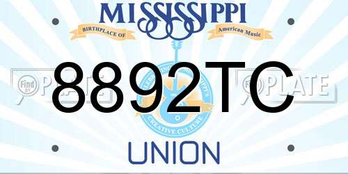 8892TC Mississippi License Plate