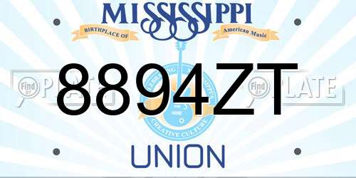 8894ZT Mississippi License Plate