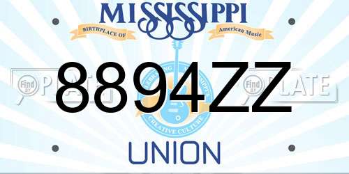 8894ZZ Mississippi License Plate
