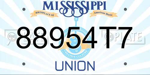 88954T7 Mississippi License Plate