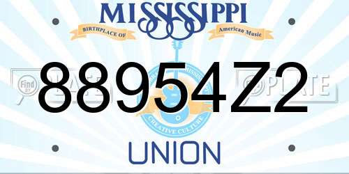 88954Z2 Mississippi License Plate