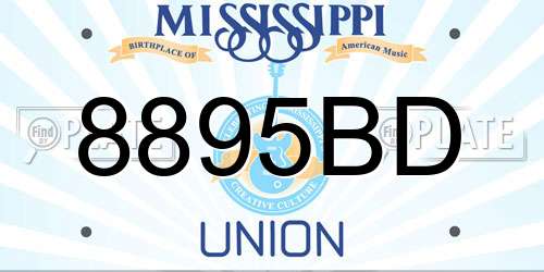 8895BD Mississippi License Plate