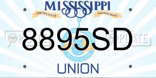 8895SD Mississippi License Plate