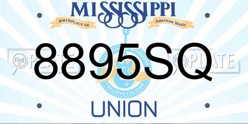 8895SQ Mississippi License Plate