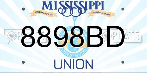 8898BD Mississippi License Plate