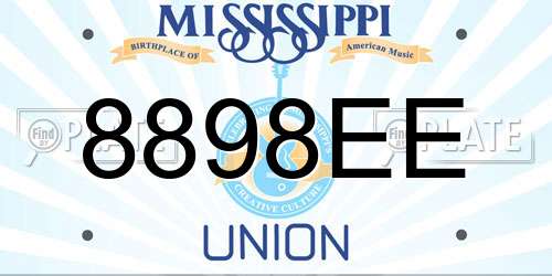 8898EE Mississippi License Plate