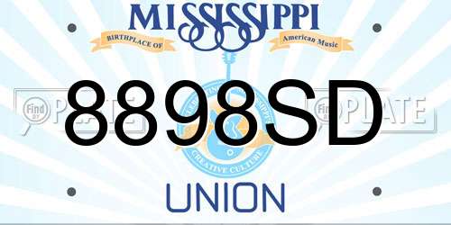 8898SD Mississippi License Plate