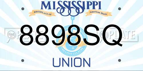 8898SQ Mississippi License Plate