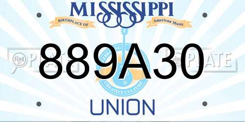889A30 Mississippi License Plate
