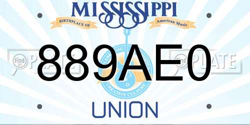 889AE0 Mississippi License Plate