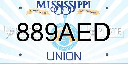 889AED Mississippi License Plate