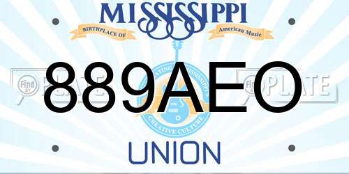 889AEO Mississippi License Plate
