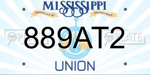 889AT2 Mississippi License Plate