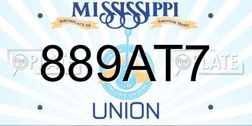 889AT7 Mississippi License Plate