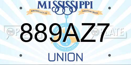 889AZ7 Mississippi License Plate