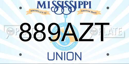 889AZT Mississippi License Plate