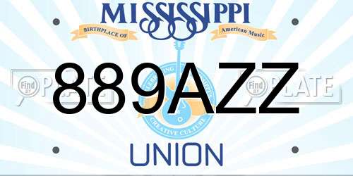 889AZZ Mississippi License Plate