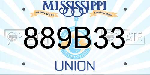 889B33 Mississippi License Plate