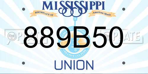 889B50 Mississippi License Plate