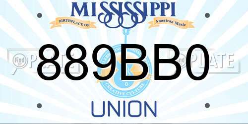 889BB0 Mississippi License Plate