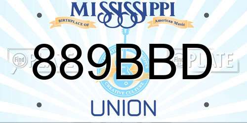 889BBD Mississippi License Plate
