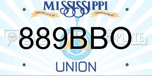 889BBO Mississippi License Plate