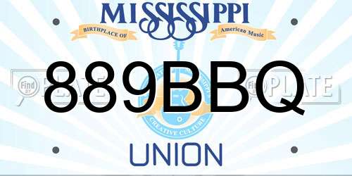 889BBQ Mississippi License Plate