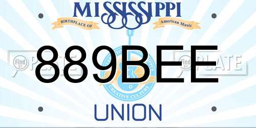 889BEE Mississippi License Plate