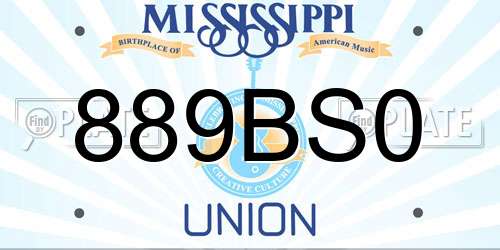 889BS0 Mississippi License Plate