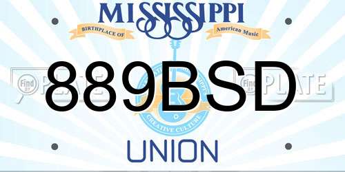 889BSD Mississippi License Plate