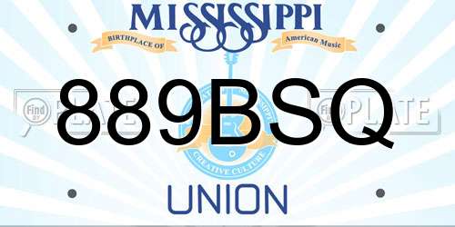 889BSQ Mississippi License Plate