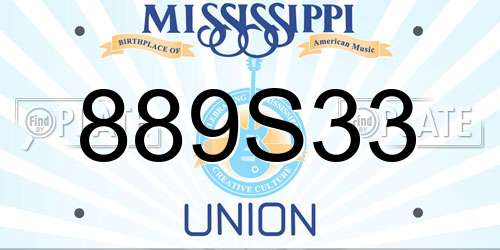 889S33 Mississippi License Plate