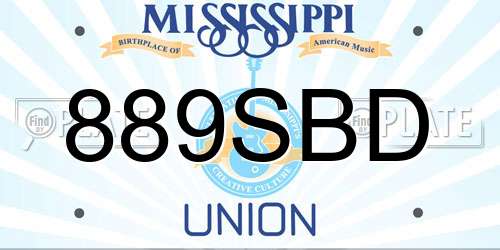 889SBD Mississippi License Plate