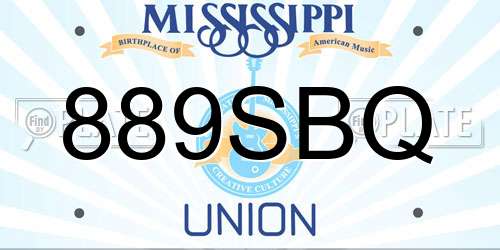 889SBQ Mississippi License Plate