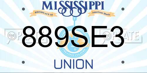 889SE3 Mississippi License Plate