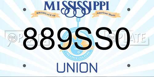 889SS0 Mississippi License Plate