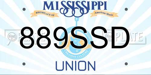 889SSD Mississippi License Plate