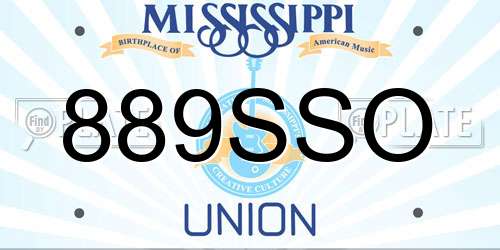 889SSO Mississippi License Plate