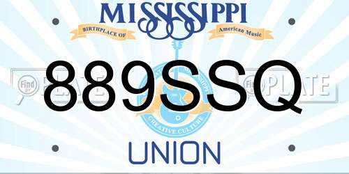 889SSQ Mississippi License Plate