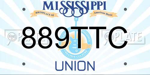 889TTC Mississippi License Plate