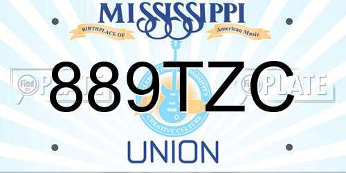 889TZC Mississippi License Plate