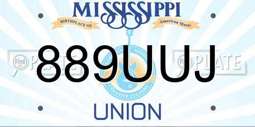 889UUJ Mississippi License Plate