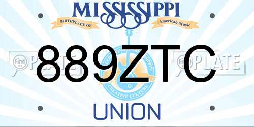 889ZTC Mississippi License Plate
