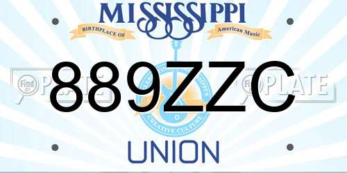889ZZC Mississippi License Plate