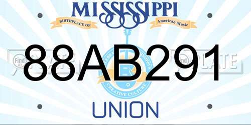 88AB291 Mississippi License Plate