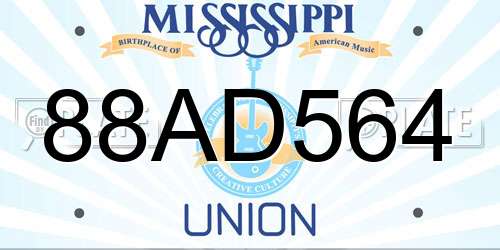 88AD564 Mississippi License Plate
