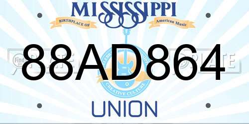 88AD864 Mississippi License Plate